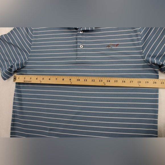 Greg Norman Tasso Elba Mens Small Blue Stripe Polo Short Sleeve EUC Shirt - Picture 6 of 8